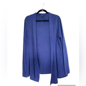 Eileen Fisher Long Open Cardigan Blue Indigo Womens Size Large